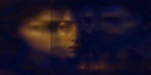Melancholisches Doppelporträt mit verschwommenen Erinnerungsfragmenten